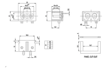 IEC 60320 C8 Входна разъемная панел ac контакти и 2-за контакти определяне на печатна платка