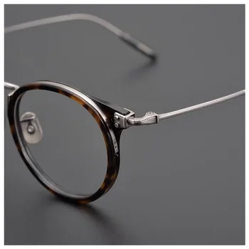Японската Марка Ръчно изработени Desiger Ретро Кръгли Титанов Очила в рамки Женски Мъжки слънчеви Очила за късогледство рецепта 7285 Класически Gafas