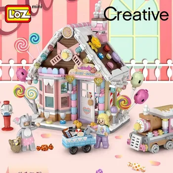 LOZ Candy House Детски модел на сградата Орнаменти Строителни блокове Събрани Играчки, Пъзели За момичета и момчета, Подаръци за рожден ден