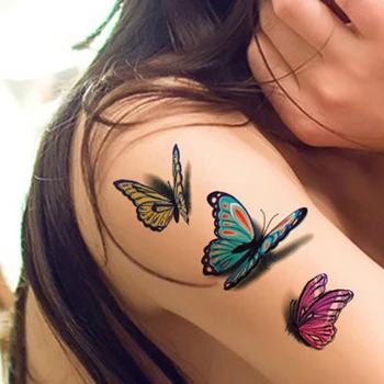 Татуировка Стикер 3D Пеперуда Цвят татуировки светкавица модерна татуировка Водоустойчив временна малка врата ръка на ръка на рамото фалшива татуировка