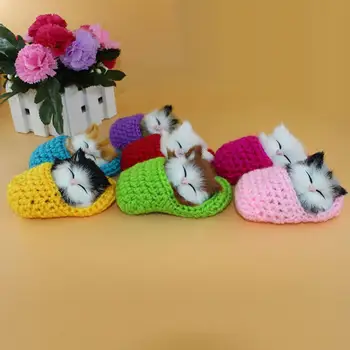 Симпатични Чехли за спящата котка, Звучащи Симулационни плюшени Играчки за домашни животни, декорация за деца, Подарък