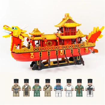 XINGBAO 25002 Креативни Играчки Китайската Традиционна Лодка-Дракон Строителни Блокове Тухли Детски Коледни подаръци Коледа