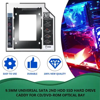 Универсален 2,5 на 2-ри 9,5 мм Ssd Hd SATA Твърд Диск HDD Caddy Адаптер Отделение За Cd / Dvd Rom Оптично Отделение Горещата Новост