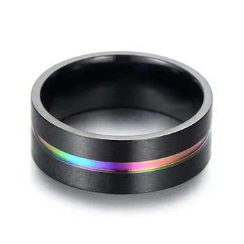 Модни бижута мъжки Черно Годежен пръстен от неръждаема стомана 8 мм Цветни Преливащи пръстен Размер 6-13 далеч най-добрият подарък за мъже