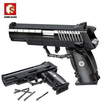 SEMBO 429 бр. Военно направи си САМ Оръжие Пистолет Глок 92 Автоматичен Пистолет Модел Строителни Блокове Стрелба Игра за Сглобяване на Тухли Играчки За деца
