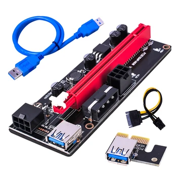 PCI-E Странично Card PCI Express от 1X до 16X Удължител PCIe Адаптер с кабел USB 3.0 4-пинов и 6-пинов Тел власт за GPU Mining Миньор