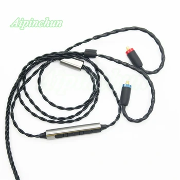 Aipinchun Кратък 62 см Кабел за слушалки MMCX Подмяна на Регулатора на силата на Звука на Микрофона за Shure SE215 SE315 SE425 SE535 SE846 Черен