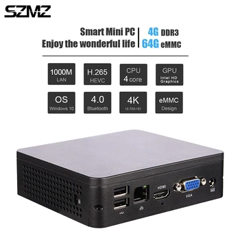 SZMZ TV Box 4G 64G Windows 10 Atom x5-Z8350 4K 3D Мини-КОМПЮТЪР на 1000 М LAN Bluetooth 4,0 2,4 G 5,8 G Wifi Miracast телеприставка
