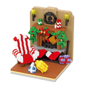 Нов Блок за монтаж на малки Частици Коледен Подарък Коледен Старецът Сани Лосове Детска играчка, Подарък направи си САМ Коледни Креативни Играчки