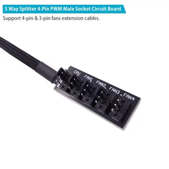 На корпуса на Главината Фен на Една Точка Пет Pwm Hub на Вентилатора, 4-Пинов кабел Sata Корпус PC Вътрешна дънна Платка удължителен кабел за Захранване на Вентилатора