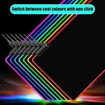 RGB Геймърска Подложка за Мишка Мулти Шаблон Голям Размер Цветни за PC Компютър 7 Цвята LED Тенис на Мат Непромокаема Подложка за Мишка с клавиатура