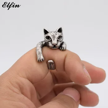 Elven Винтажное Регулируем пръстен с котка За мъже Сладък Модни Бижута пръстени за жени Anillos Mujer Warcraft