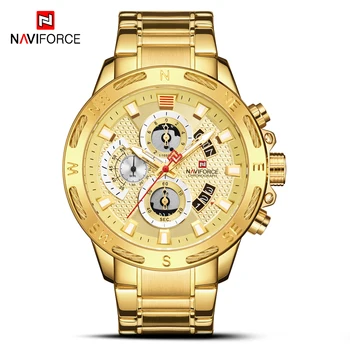 NAVIFORCE най-Добрите марки на Мъжки часовници 2021 Водоустойчив Кварцов часовник от Неръждаема Стомана Мъжки Часовници с хронограф часовник Relogio Masculino