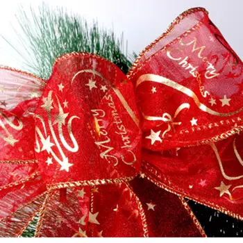 Коледни Панделки, Сватбена Украса за Опаковане на Подаръци От органза Коприна Сатен лента с принтом Лък за ръкоделието си САМ