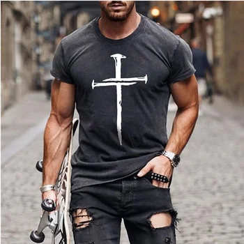 2021 Нов Обикновен Кръст Мъжки тениски с 3d-принтом в стила на улицата Мода от Прохладни И Красиви Къси Ръкави