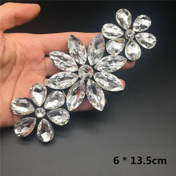 3D Ръчно изработени от Планински кристал, ленти, мъниста Петна цвете Шият Crystal кръпка за дрехи мъниста Апликация на сладко кръпка