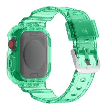 Най-новият Спортен Прозрачен Каишка + Калъф за Apple Watch серия 7 Прозрачен силиконов ремък за iwatch Каишка 41 мм 45 мм