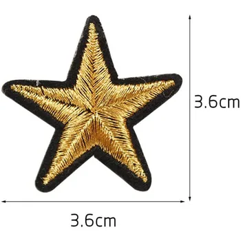 10шт 3,6 см Златни Междузвездни Ивици Ютия на нашивках Бродирана Икона Мотив Апликация Стикер Съвместима Облекло Дънки Тениска