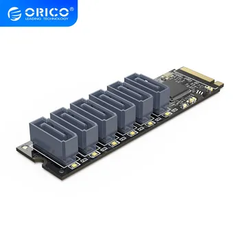 ORICO PCIe Gen3 M. 2 M Ключът към 6 Пристанища Карта на адаптера за SATA 3.0 NVMe SATA Карта Конвертор NVME PCIe 3.0 към картата на разширяване SATA 16G