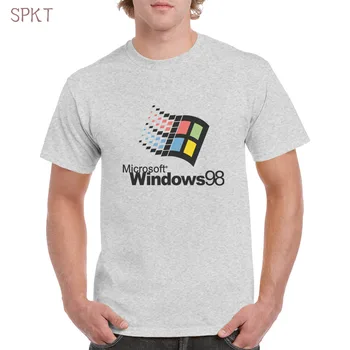 Тениска с логото на WINDOWS 98 унисекс от памук, графична тениска Microsoft Windows, свободни ежедневни извънгабаритни мъжки/дамски ризи