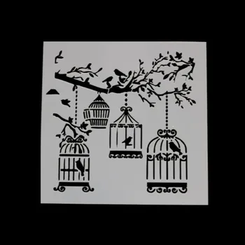 Птица в клетка САМ Албум за албуми, Фото албум Декоративни Хартиени картички, Изработка на Шаблони за рисуване Лист Шаблони за Оцветяване Релеф за Многократна употреба