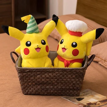 Нов Стил на Pikachu Мека Играчка Pokemon Плюшен Кукла Възглавница Подарък готвач Образ на Аниме фигурка Пелуче Играчка, Подарък за Коледа За Децата