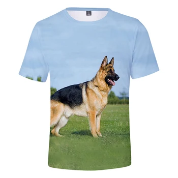 Тениска с изображение на личността на тениски с 3D принтом немска овчарка За мъже/жени Сладък дрехи за кучета Млада лятна модна тениска с немската овчаркой
