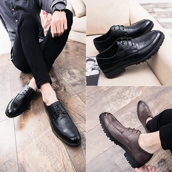 Пролет и есен Новите Мъжки Ежедневни бизнес кожени обувки от кожа на Парченцата, Корейски моден тренд, Британска малка кожена обувки ZX025