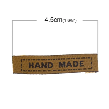 DoreenBeads Териленовые Тъкани на Печатни Етикети За дрехи, Етикети САМ Scrapbooking Занаят Правоъгълник Ръчно изработени,45 мм x 10 мм, 50 бр.