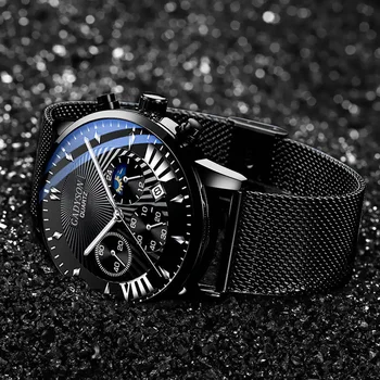 Zegarek Meski Мъжки часовник Кварцов ръчен часовник от Неръждаема стомана Часовник за бизнес срещи Луксозна марка Montre Homme Relogio Masculino