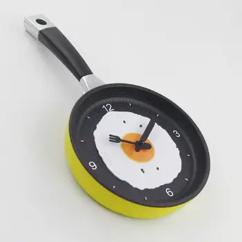 Часовник за пържене Стенни часовници с пържено яйце Беззвучная Темата за готвене Подпори под формата на тиган, Креативни Бижута Домашни декоративни аксесоари