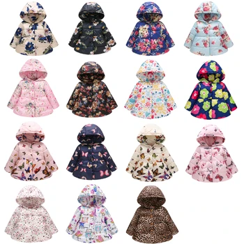 Детски дрехи LZH Ново детско зимно палто с качулка и принтом, Модни детски якета за момичета, памучен облекло с дълги ръкави и подплата, 2-5 години