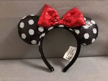 Disney Мини Маус Червен Черен бял на точки с пайети Превръзка на главата - Уши Костюм, Шапка-лък Много стилове Подарък за деца и възрастни