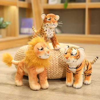 Софтуер за моделиране 20 см лигр тигър и леопард меки плюшени играчки, реалистични лъвовете тигър, леопард детски спални играчки празничен подарък
