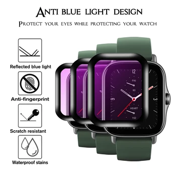 Анти-синя светлина Извит Край Мека Защитно Фолио За Екрана Amazfit Huami GTS 2 мини-Смарт Часовници С Пълно Защитно Покритие (Не Стъкло