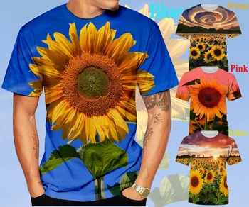 2021 Лятна Нова мода на Слънчогледа 3D Мъжка тениска с принтом (Унисекс) Топ с Къс Ръкав