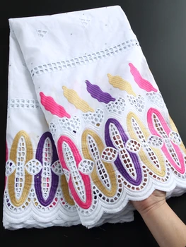 Хаолин Африканска Лейси плат 2021 Висококачествена Дантела Бяла Швейцария памук Плат с бродерия Рокли за жени Вечерни дрехи