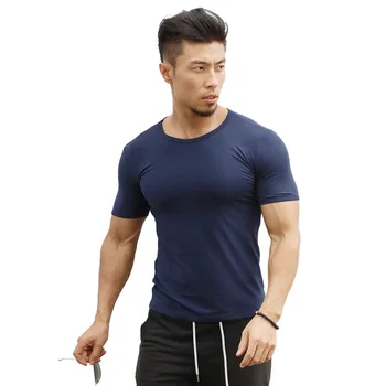 B6303 -Тренировка фитнес за мъже тениска с къс ръкав за мъже топлинна облекло за културизъм за мускулите на компресиране еластична, тънка дрехи за упражнения