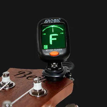 AROMA AT-101 Мини Размер Вид на Клип Китара Инструмент Тунер за Китара Бас ukulele Електрически Цифров Клип на Тунер