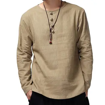 Мъжки Ежедневни Однотонная риза с дълъг ръкав и кръгло деколте от памук, без пуловер, Качествена риза, мъжки ризи с копчета за социален бизнес