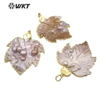 WT-JP192 WKT Медальон от естествени перли във формата на лист Перла с Висулка със златно Покритие покритие Модерен Медальон Бижута Подарък За една Дама