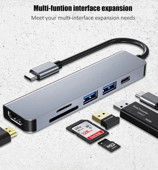 ХЪБ USB тип C до 3.0 USB HDMI-съвместим USB ХЪБ, RJ-45 за вашия лаптоп MacBook Pro USB сплитер с множество 11 usb ХЪБ тип C USB-C HUB